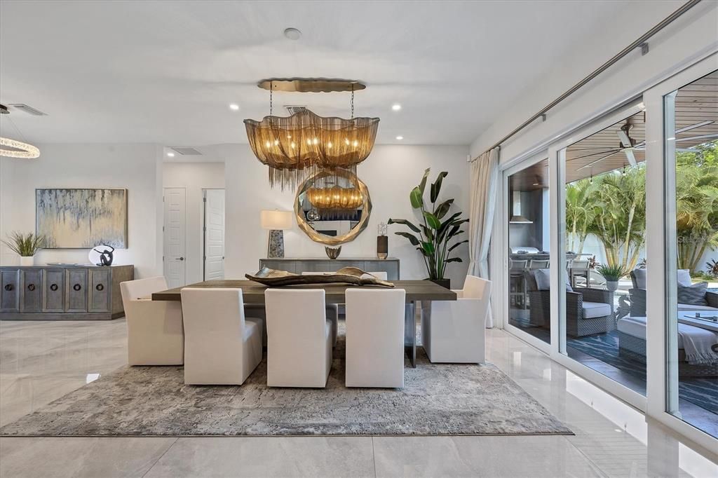 Chandelier, Dining room, Interior, Recessed Lighting