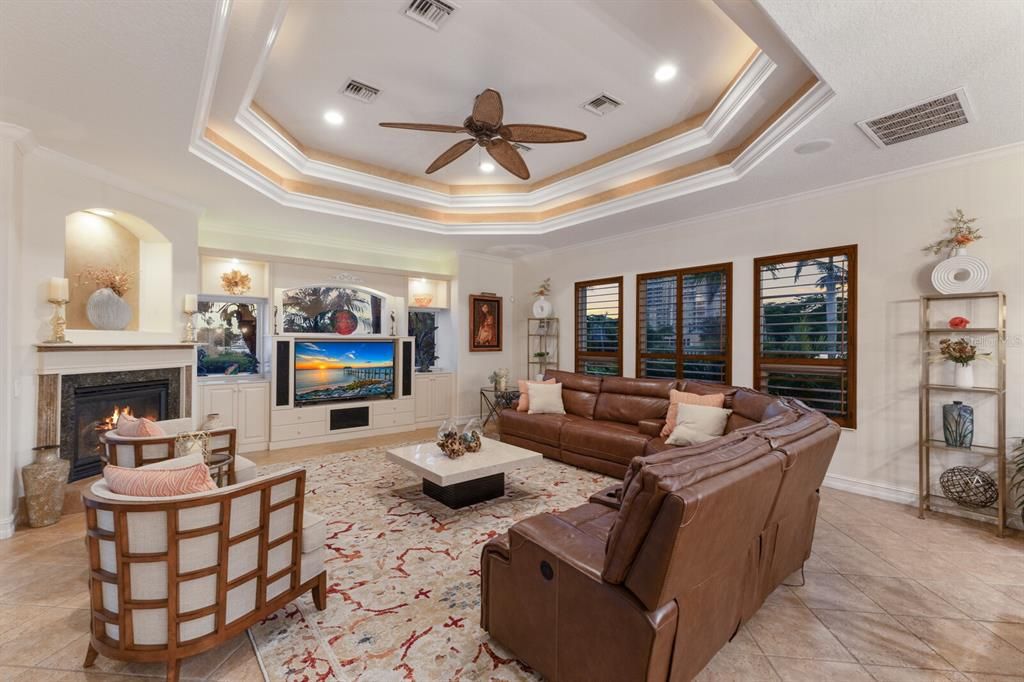 Fireplace, Interior, Living room, Recessed Lighting