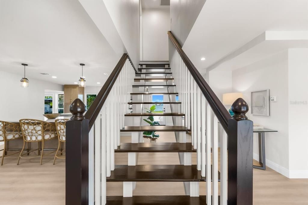 Dining room, Interior, Pendant Lights, Recessed Lighting, Wood Texture Flooring