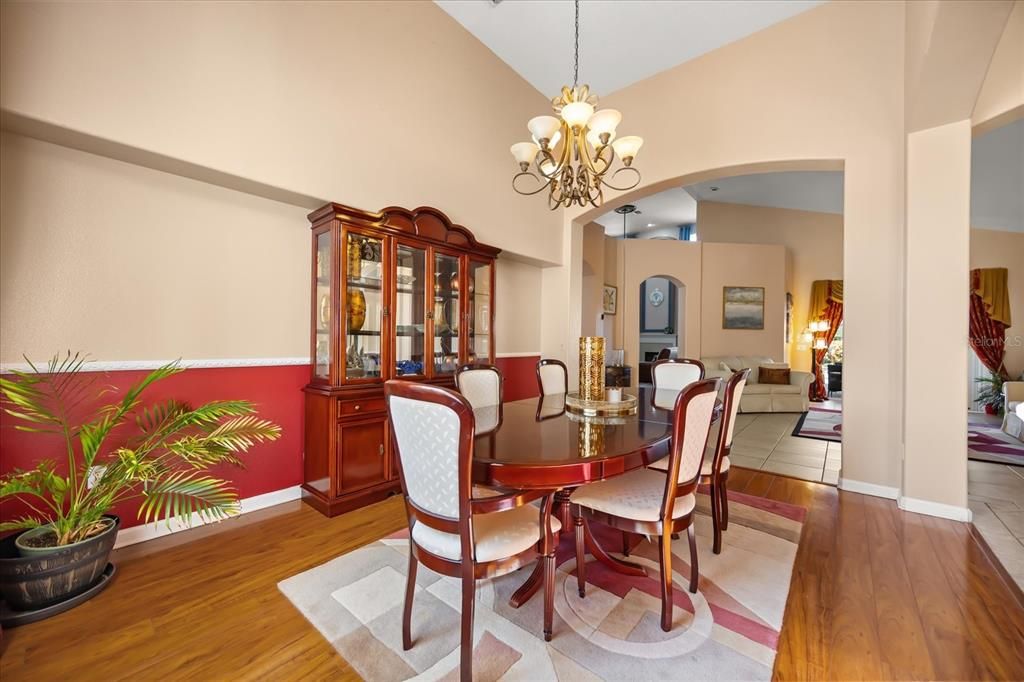 Chandelier, Dining room, Interior, Wood Texture Flooring