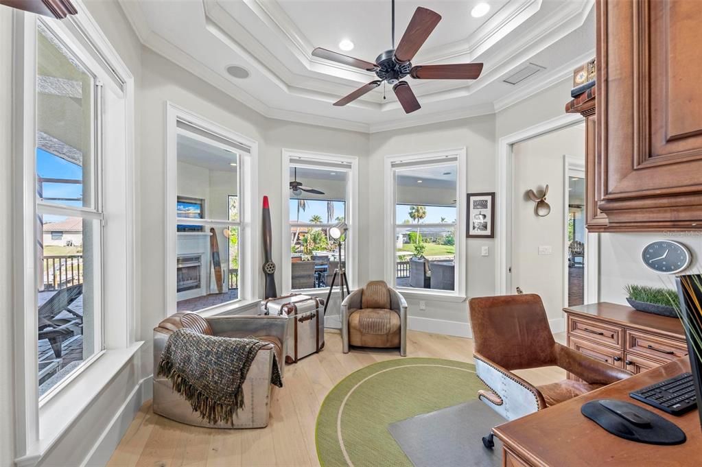 Home Office, Interior, Recessed Lighting, Wood Texture Flooring