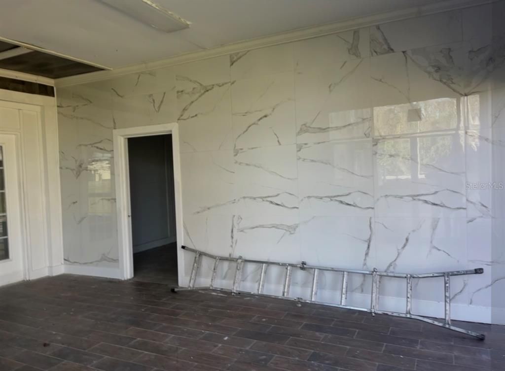 Interior, Marble Walls, Wood Texture Flooring