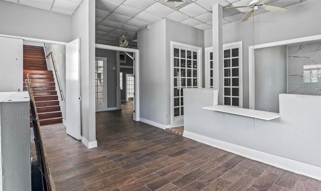 Interior, Marble Walls, Wood Texture Flooring