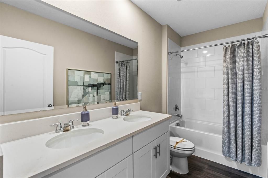 Bathroom, Dual Sink Vanities, Interior, Wood Texture Flooring