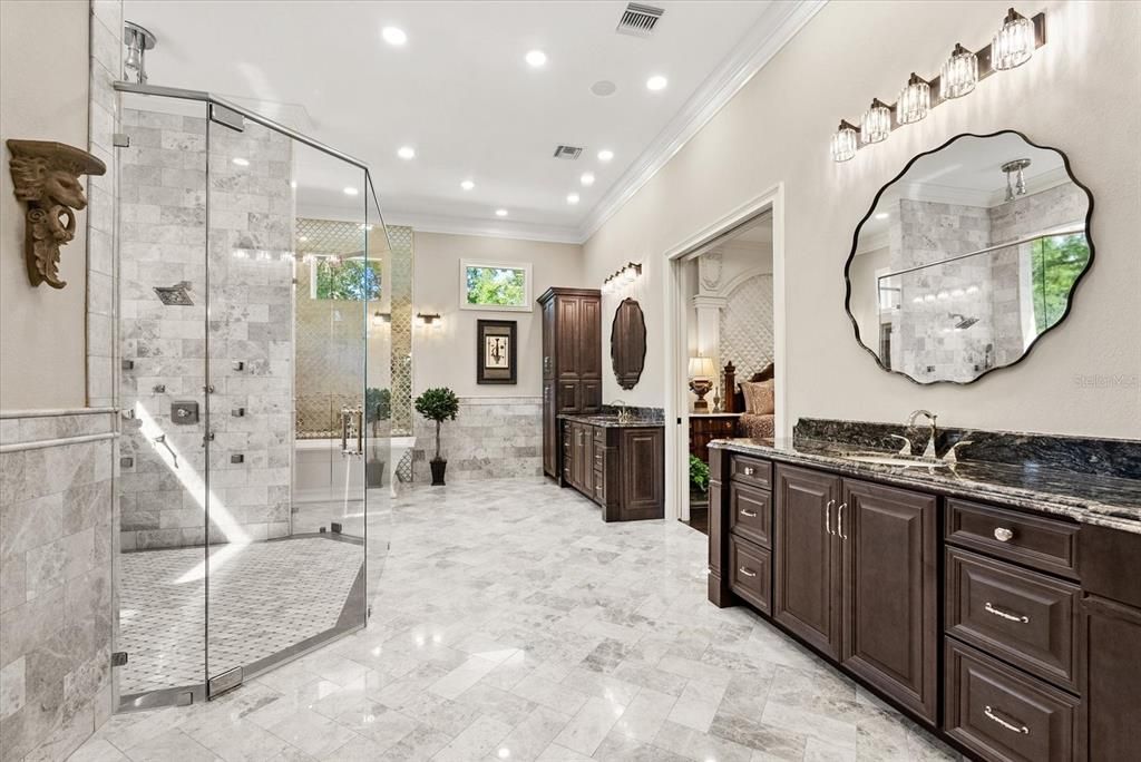 Bathroom, Glass Shower, Interior, Recessed Lighting
