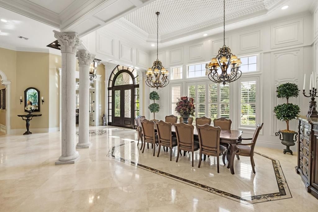 Chandelier, Dining room, Interior, Recessed Lighting