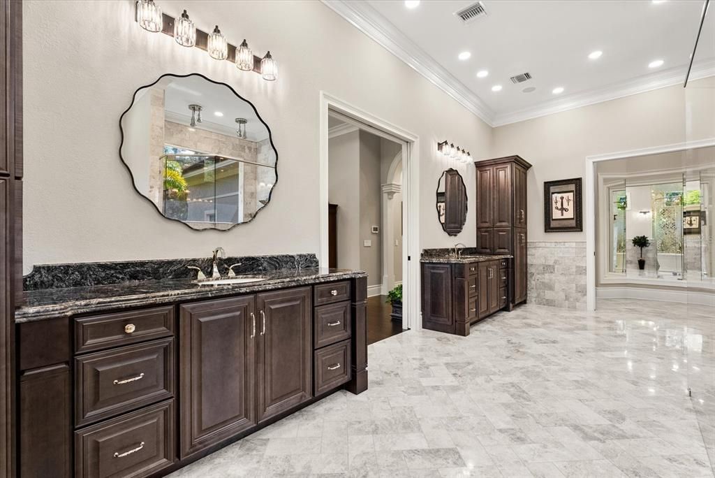 Bathroom, Interior, Marble, Recessed Lighting