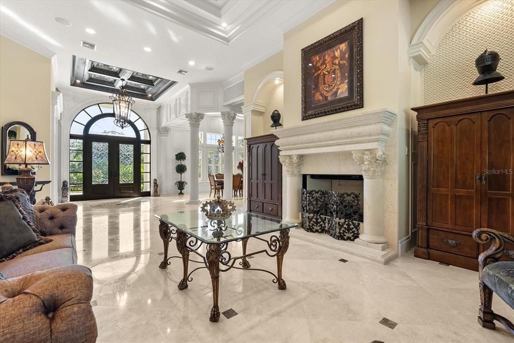 Chandelier, Fireplace, Interior, Recessed Lighting