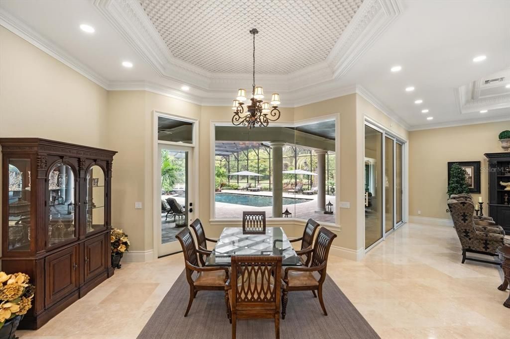 Chandelier, Dining room, Interior, Recessed Lighting