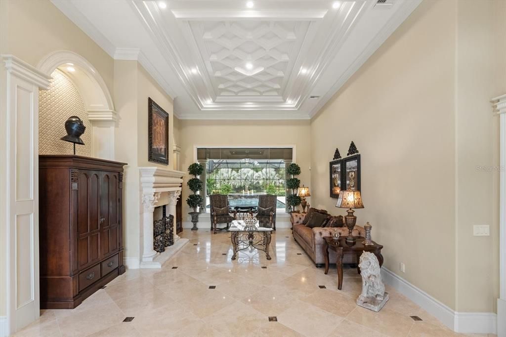 Fireplace, Interior, Living room, Recessed Lighting