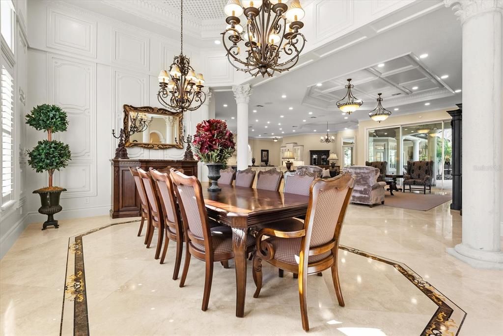 Chandelier, Dining room, Interior, Recessed Lighting