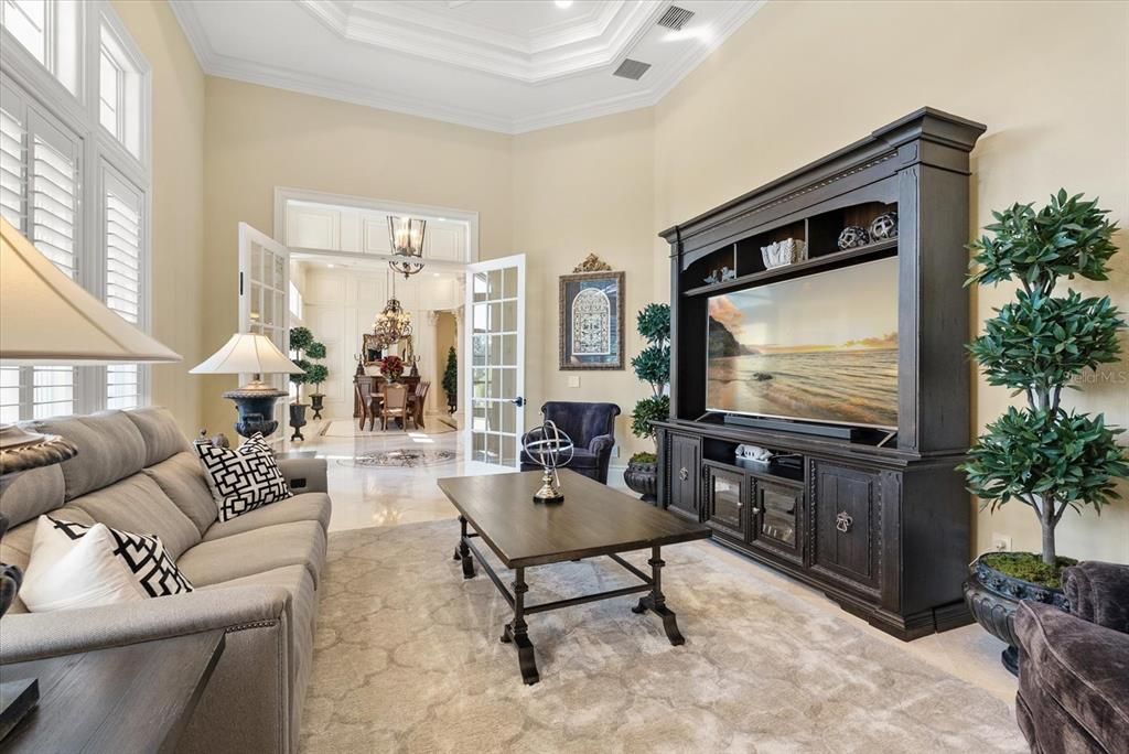 Chandelier, Interior, Living room, Recessed Lighting