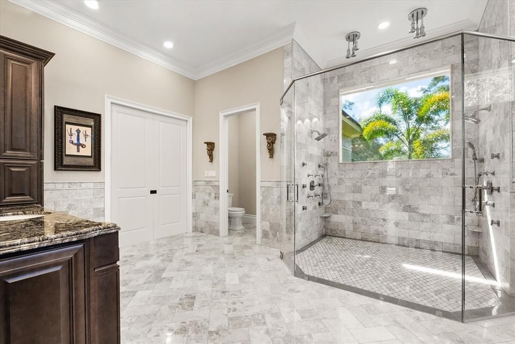 Bathroom, Glass Shower, Interior, Recessed Lighting