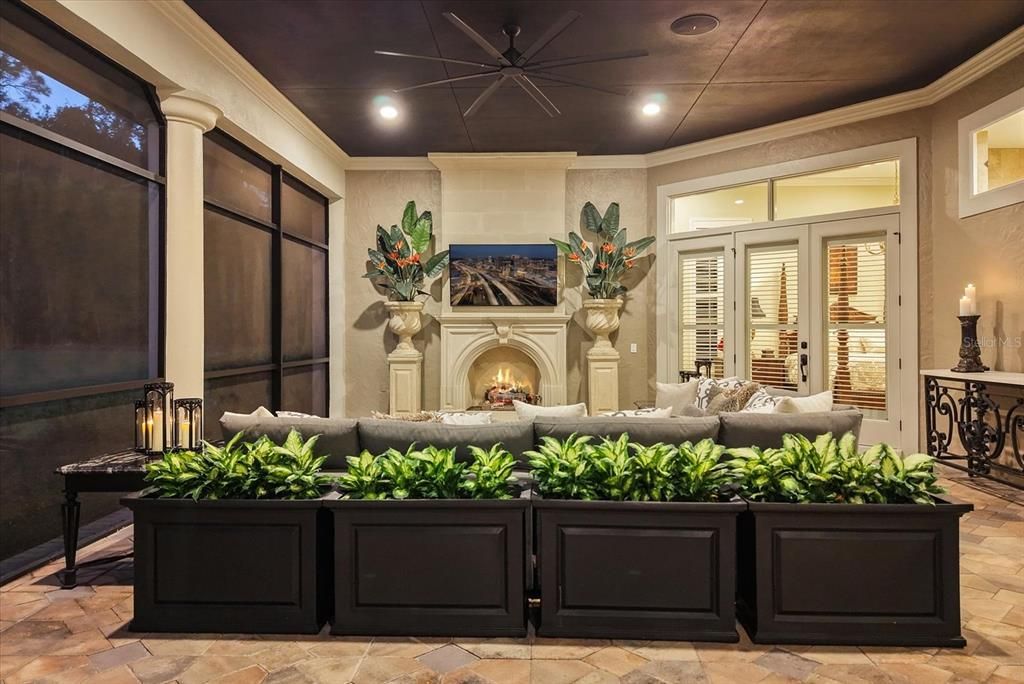 Fireplace, Interior, Living room, Recessed Lighting