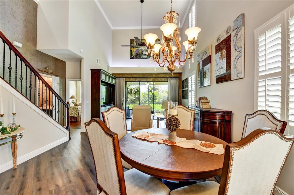 Chandelier, Dining room, Interior, Wood Texture Flooring