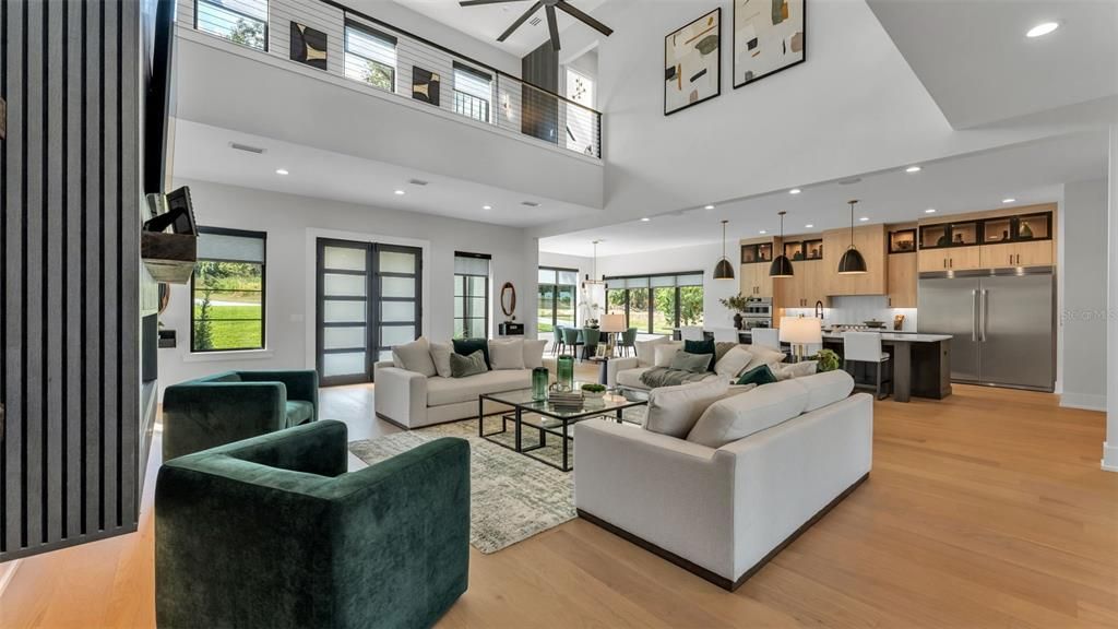 Interior, Kitchen, Living room, Pendant Lights, Recessed Lighting, Wood Texture Flooring