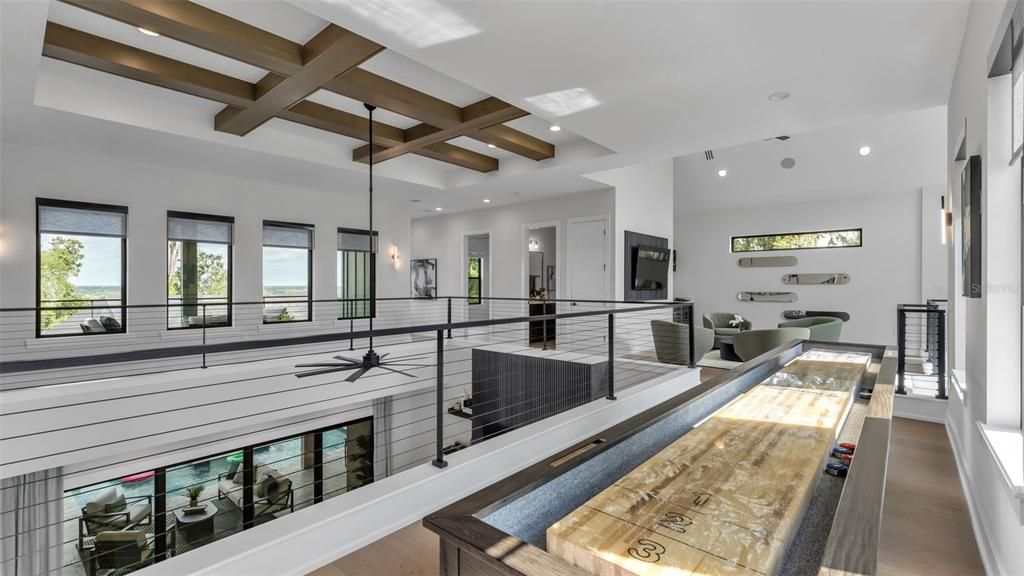 Interior, Pendant Lights, Recessed Lighting, Wooden Beams, Wood Texture Flooring