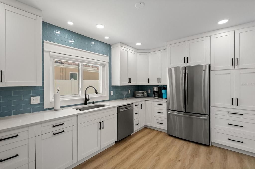 Interior, Kitchen, Recessed Lighting, Wood Texture Flooring