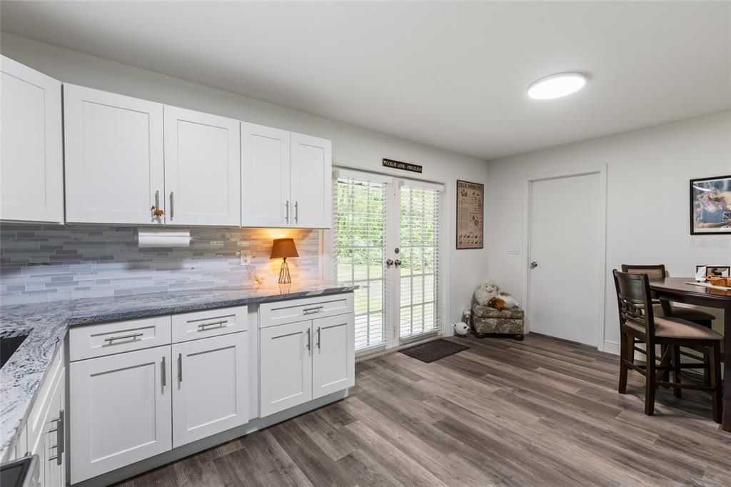 Dining room, Interior, Recessed Lighting, Wood Texture Flooring