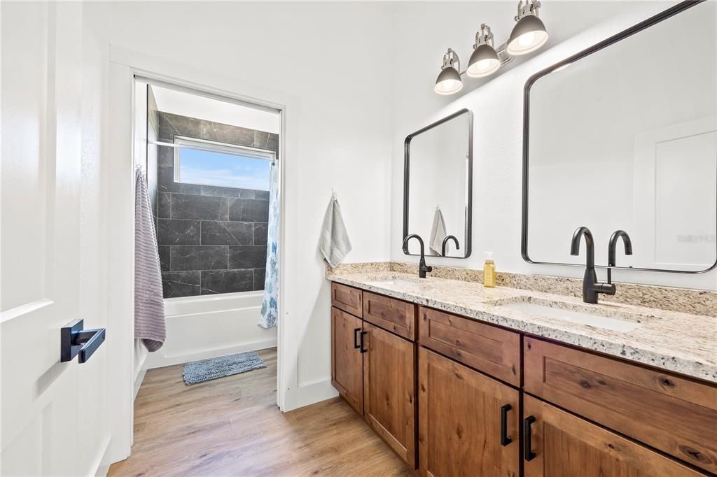 Bathroom, Dual Sink Vanities, Interior, Wood Texture Flooring