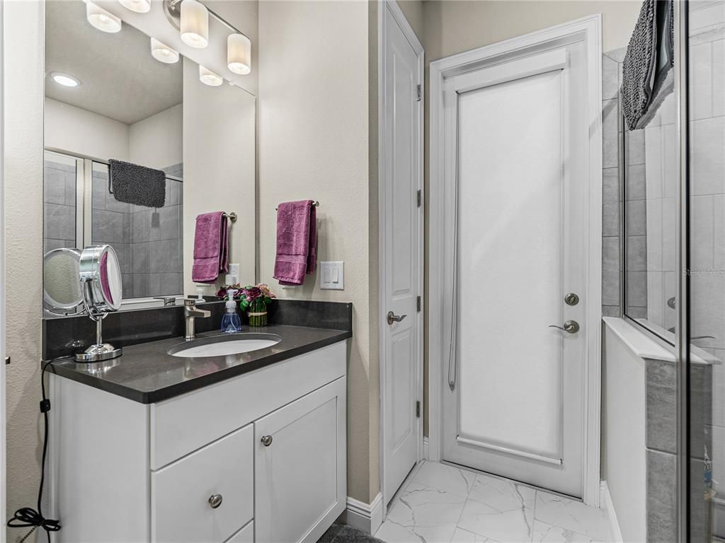 Bathroom, Glass Shower, Interior, Marble, Recessed Lighting