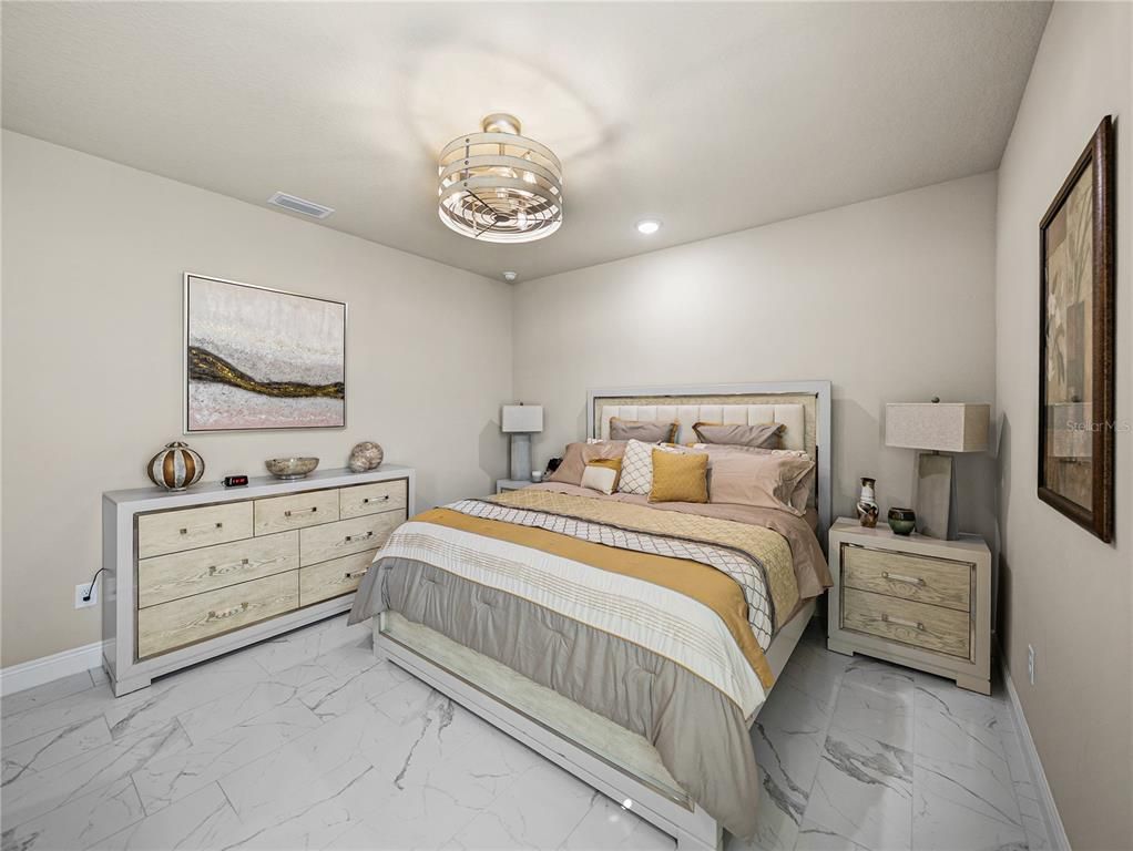 Bedroom, Interior, Marble, Recessed Lighting