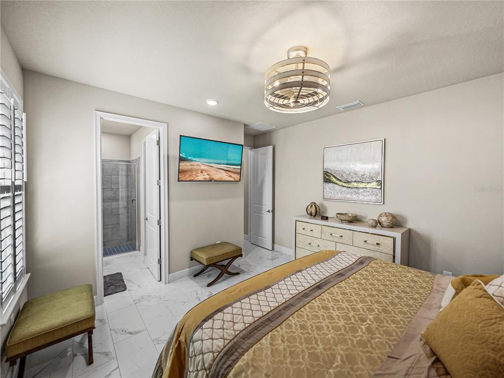 Bedroom, Interior, Marble, Recessed Lighting