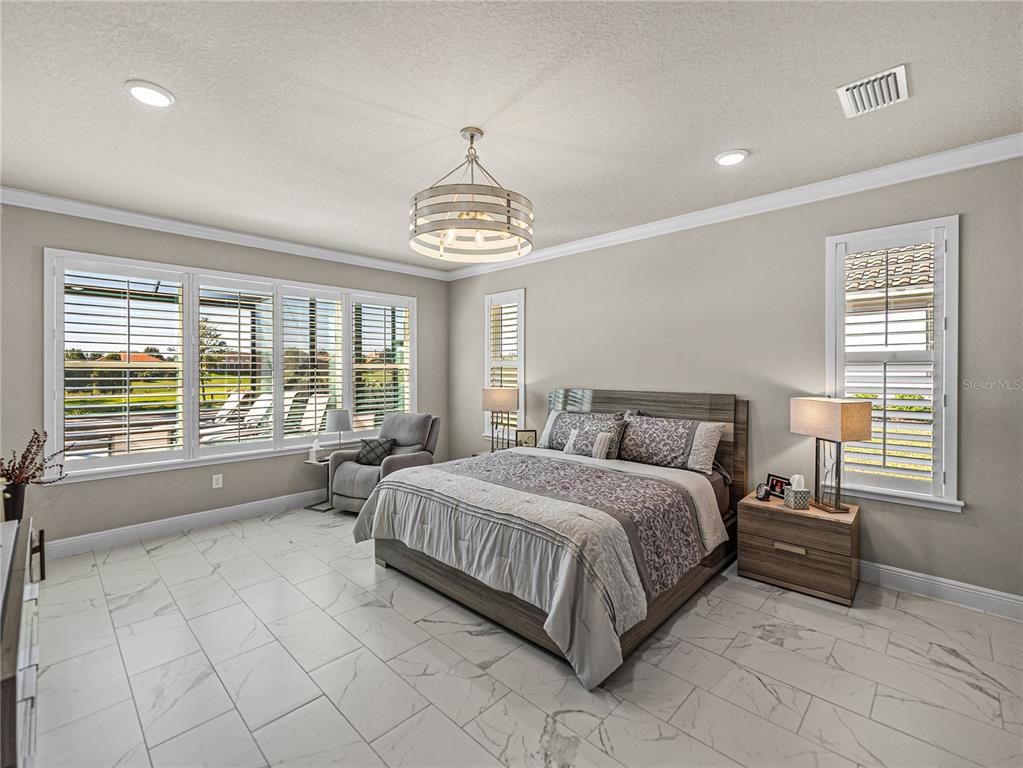 Bedroom, Interior, Marble, Pendant Lights, Recessed Lighting