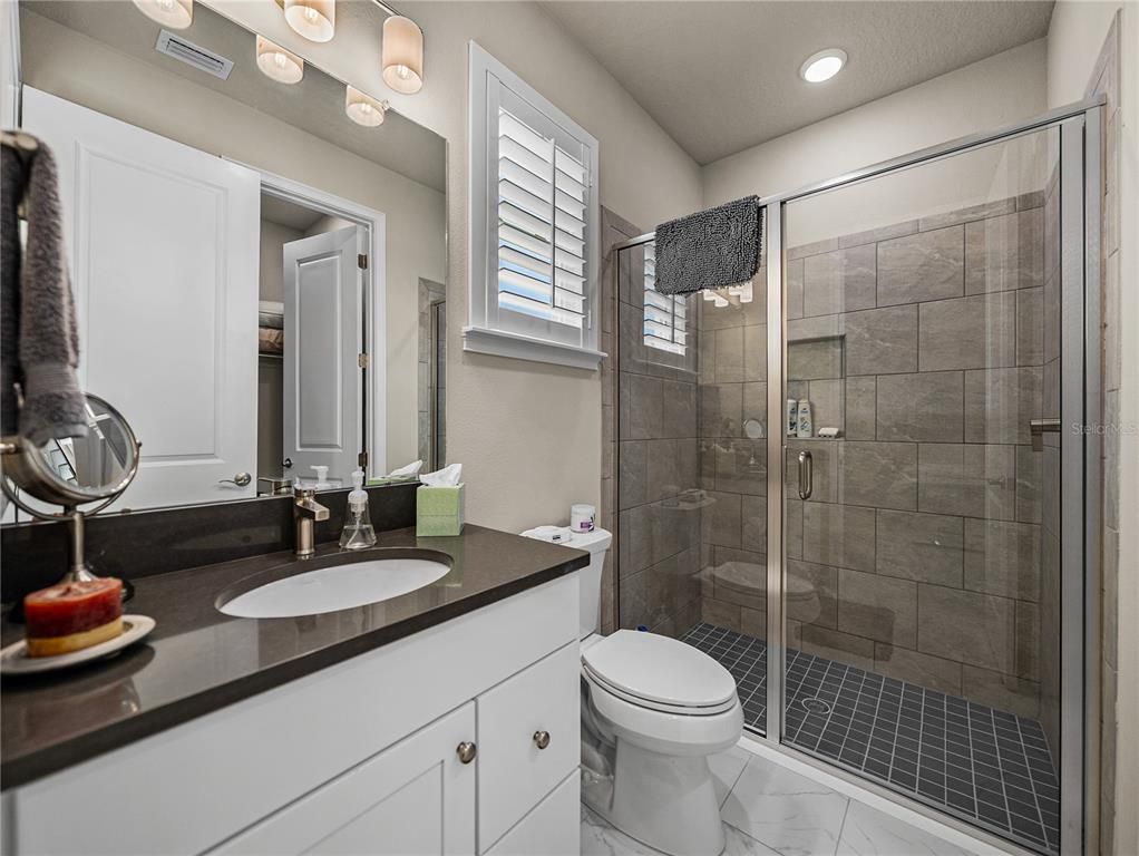 Bathroom, Glass Shower, Interior, Marble, Recessed Lighting