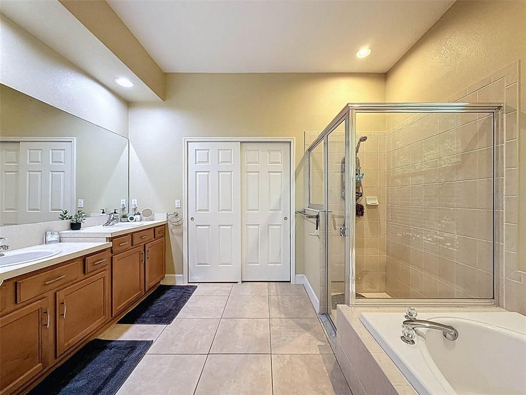 Bathroom, Dual Sink Vanities, Glass Shower, Interior, Recessed Lighting