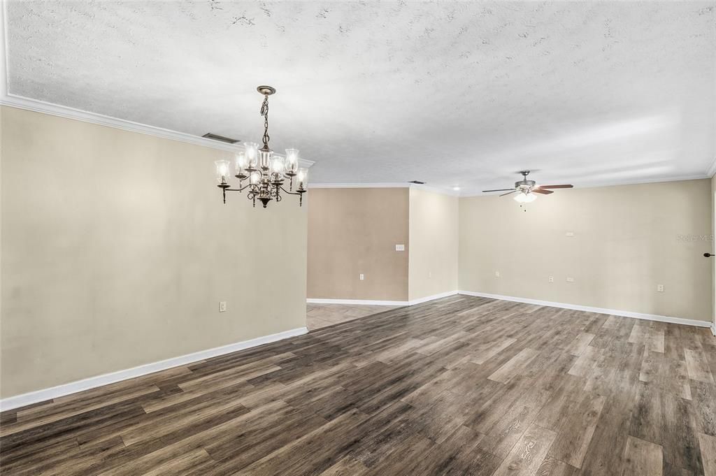 Chandelier, Empty room, Interior, Wood Texture Flooring