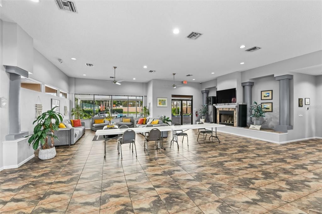 Dining room, Fireplace, Interior, Living room, Recessed Lighting