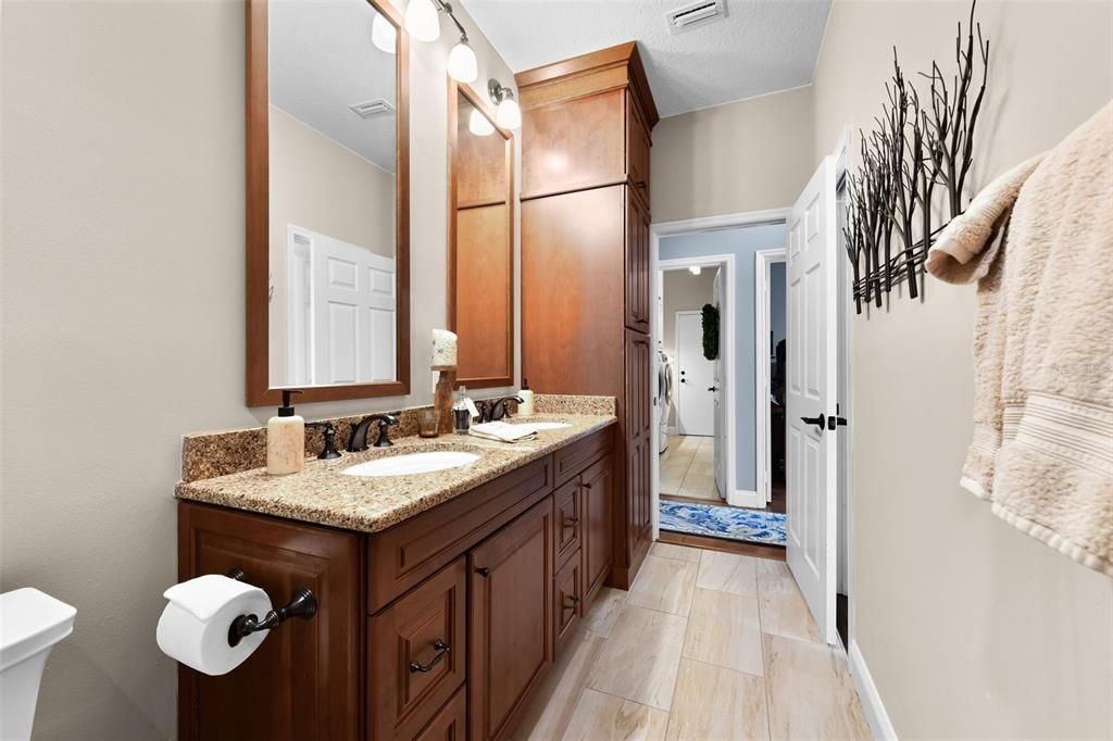 Bathroom, Dual Sink Vanities, Interior, Wood Texture Flooring