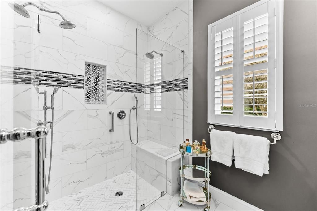 Bathroom, Glass Shower, Interior, Marble Walls