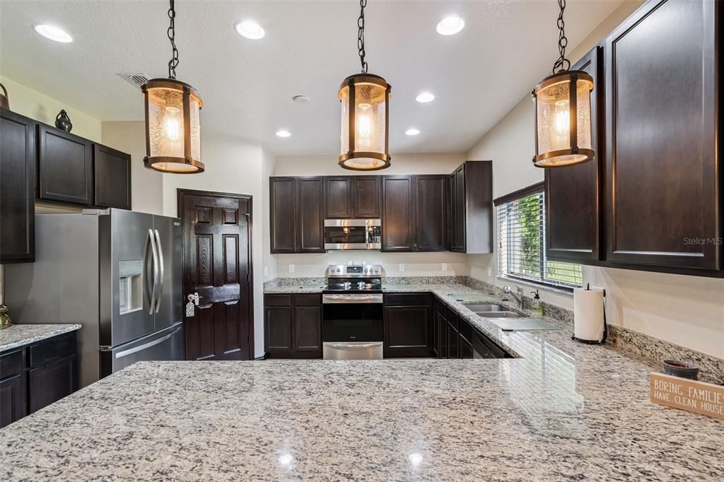 Interior, Kitchen, Pendant Lights, Recessed Lighting, Stainless Steel Appliances