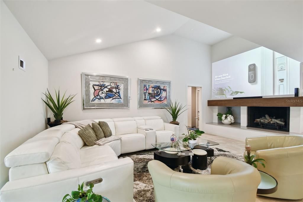 Fireplace, Interior, Living room, Recessed Lighting