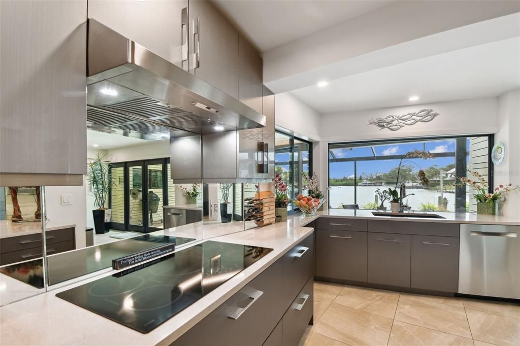 Interior, Kitchen, Recessed Lighting, Stainless Steel Appliances, Water