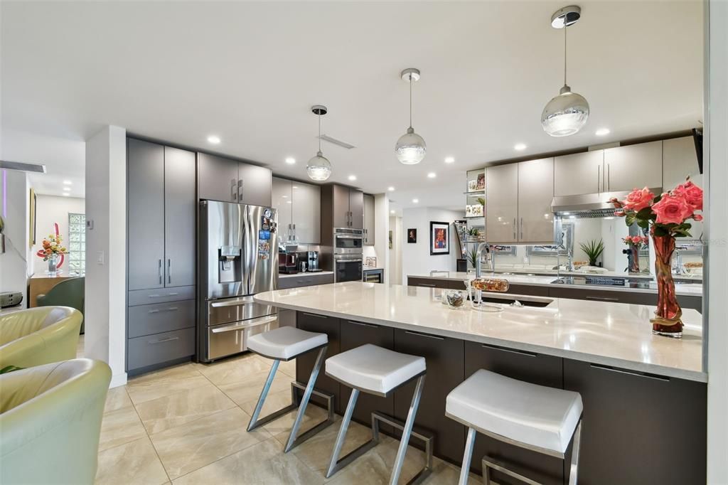 Interior, Kitchen, Pendant Lights, Recessed Lighting, Stainless Steel Appliances
