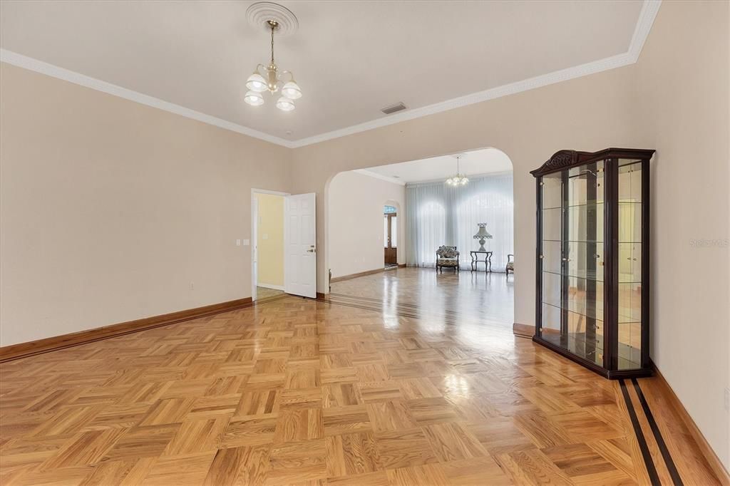 Chandelier, Empty room, Interior, Wood Texture Flooring