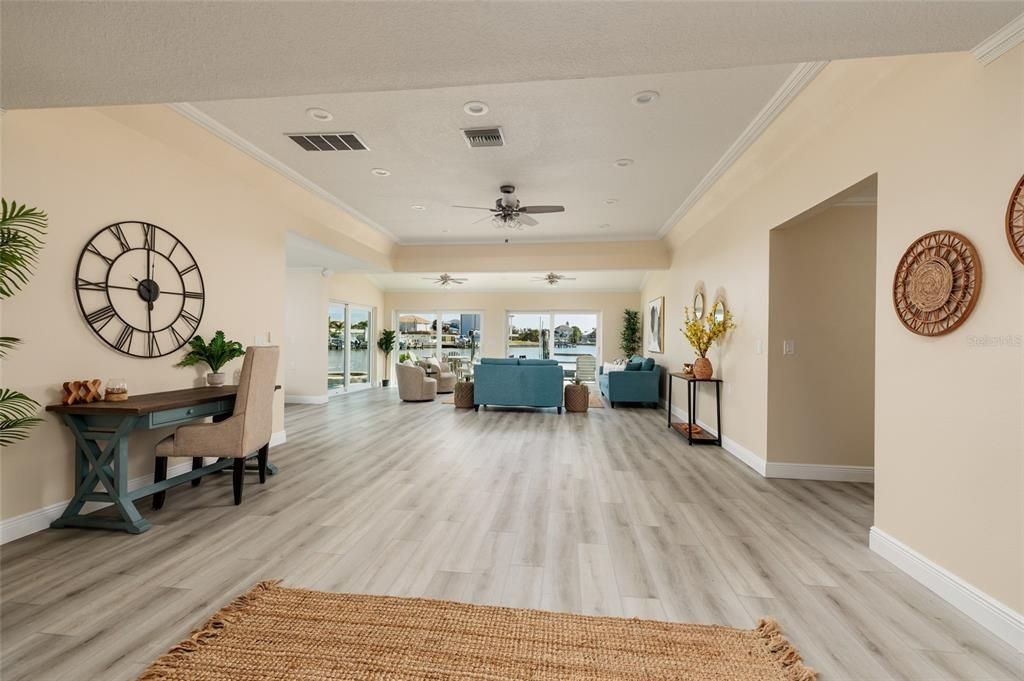 Interior, Living room, Recessed Lighting, Wood Texture Flooring