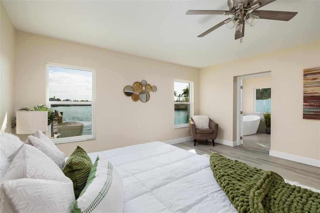 Bedroom, Interior, Water, Wood Texture Flooring