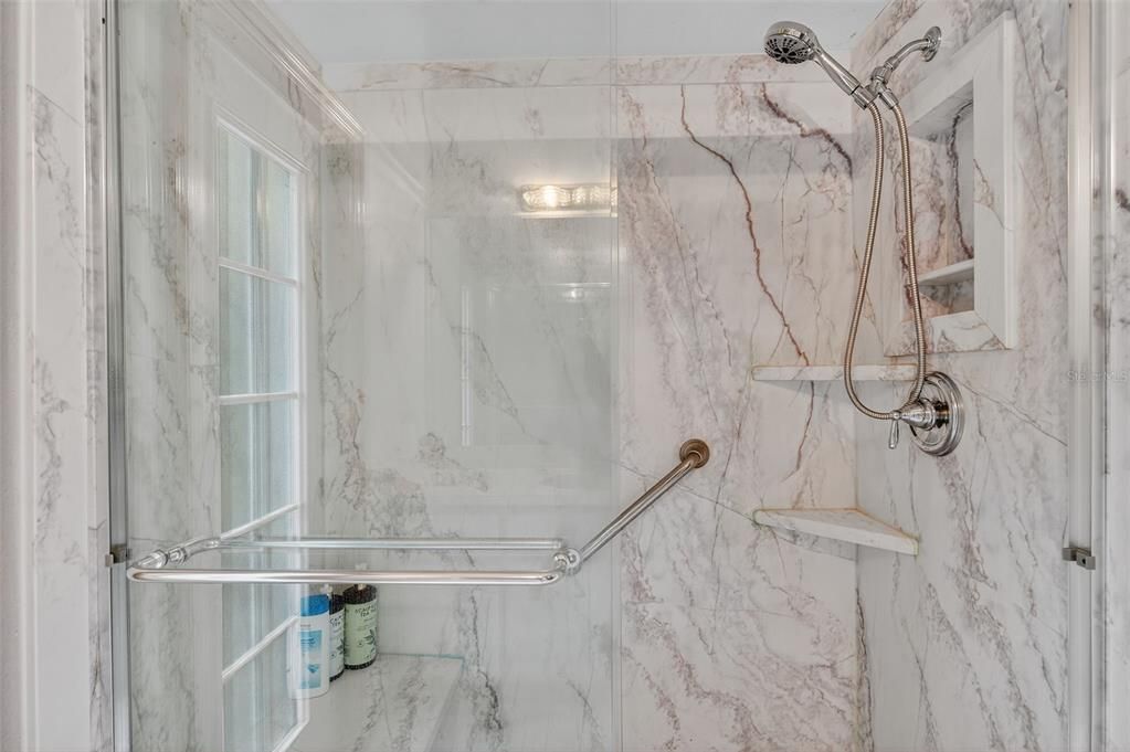 Bathroom, Glass Shower, Interior, Marble Walls