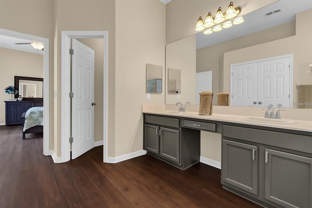 Bathroom, Dual Sink Vanities, Interior, Wood Texture Flooring