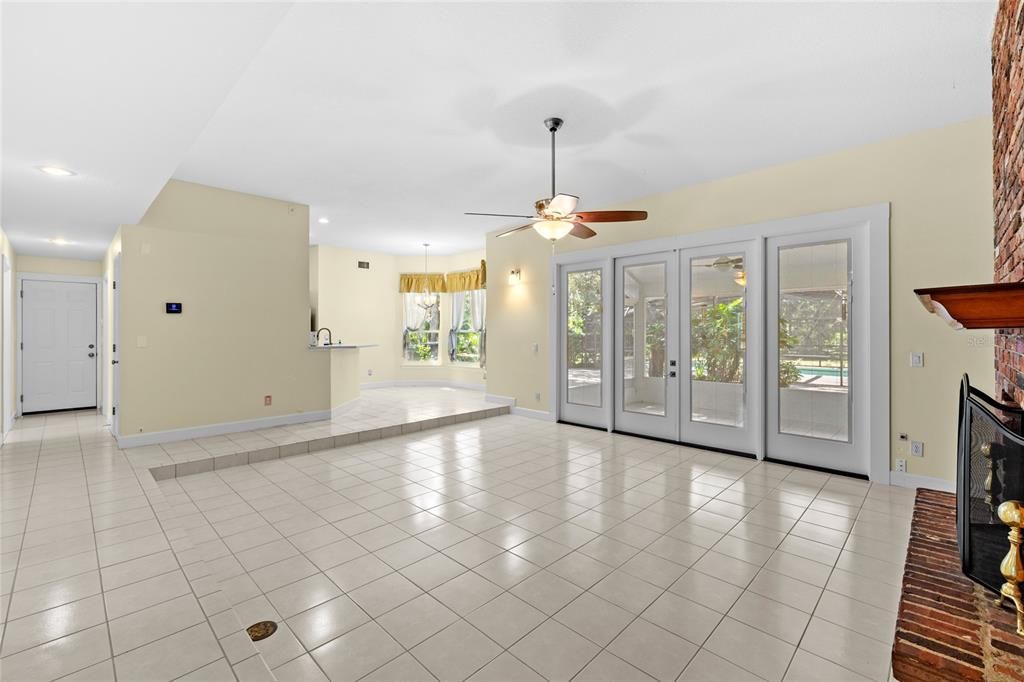 Empty room, Fireplace, Interior, Recessed Lighting