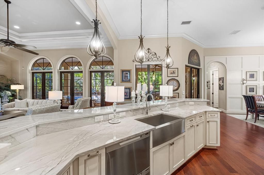 Interior, Kitchen, Pendant Lights, Recessed Lighting, Wood Texture Flooring