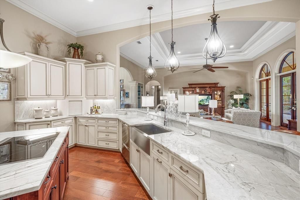Interior, Kitchen, Pendant Lights, Recessed Lighting, Wood Texture Flooring