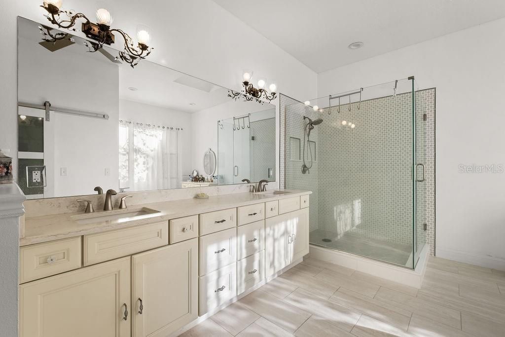 Bathroom, Dual Sink Vanities, Glass Shower, Interior