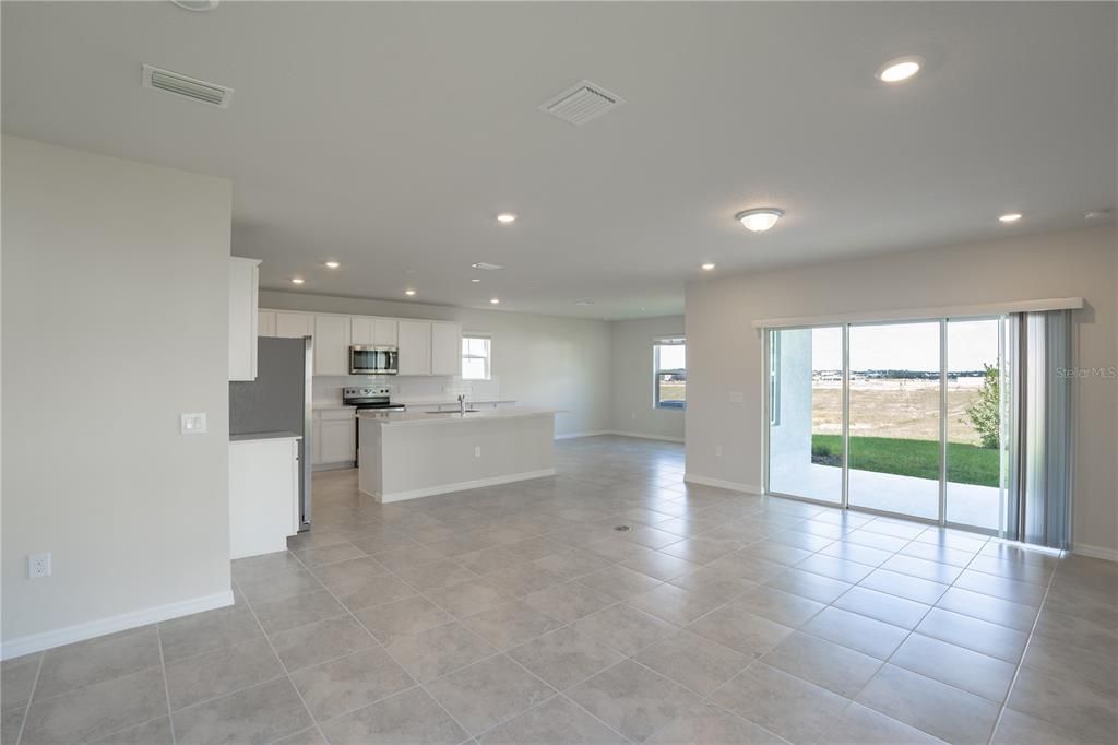 Empty room, Interior, Kitchen, Recessed Lighting, Stainless Steel Appliances