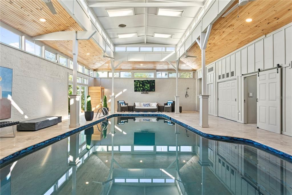 Interior, Pool, Recessed Lighting, Wooden Ceilings