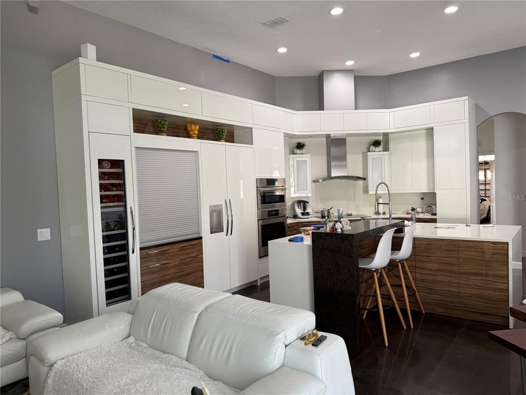 Interior, Kitchen, Living room, Recessed Lighting, Stainless Steel Appliances, Wood Texture Flooring